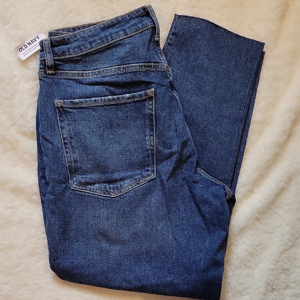 NWT OG High Rise Straight Women's Blue Distressed Jeans 14 - Picture 9 of 10